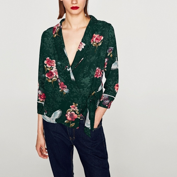Zara Kimono Wrap Shirt 